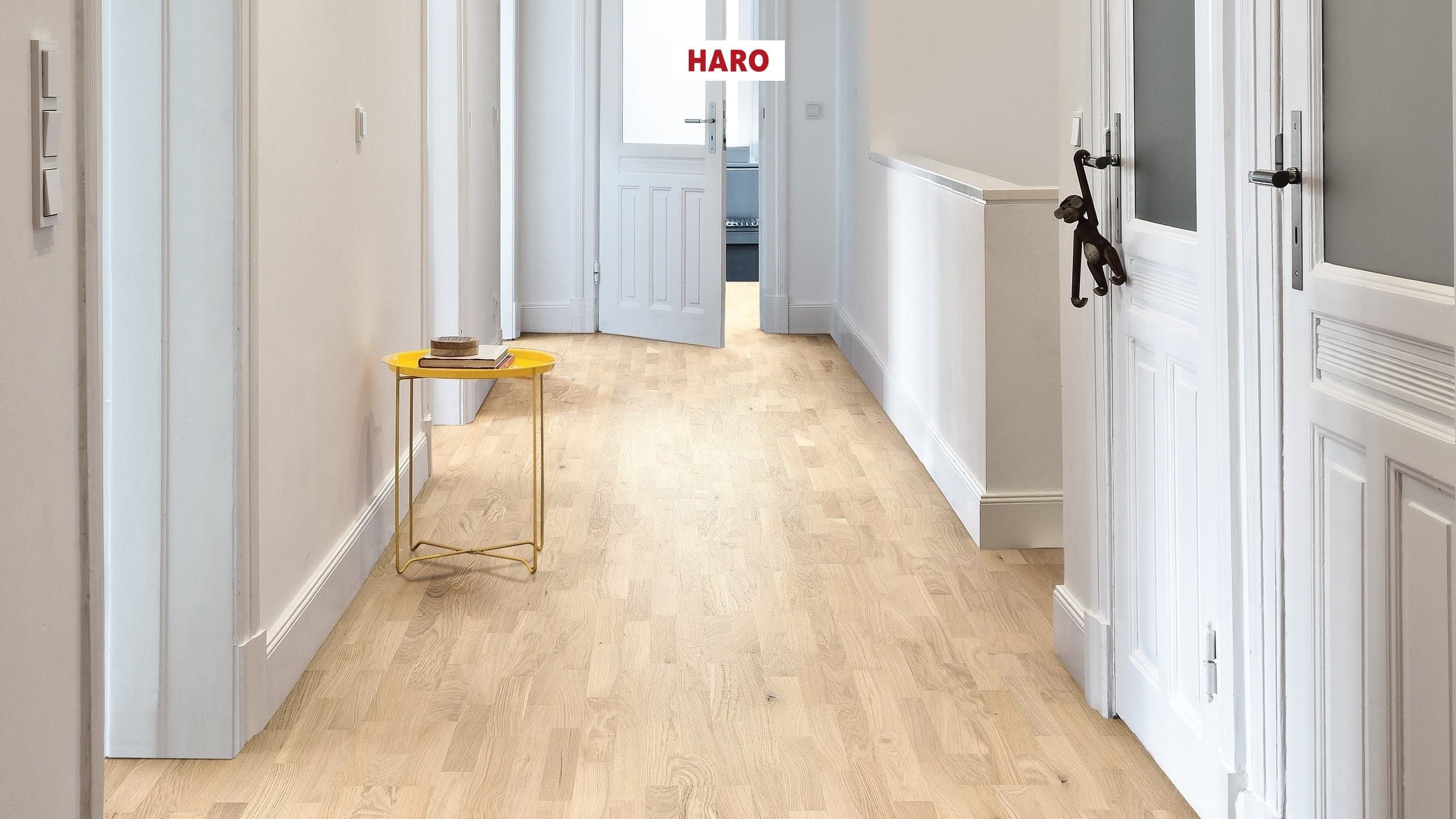 HARO PARQUET 3500 HDF 3-strip Rovere bianco chiaro Favorit spazzolato permaDur Top Connect