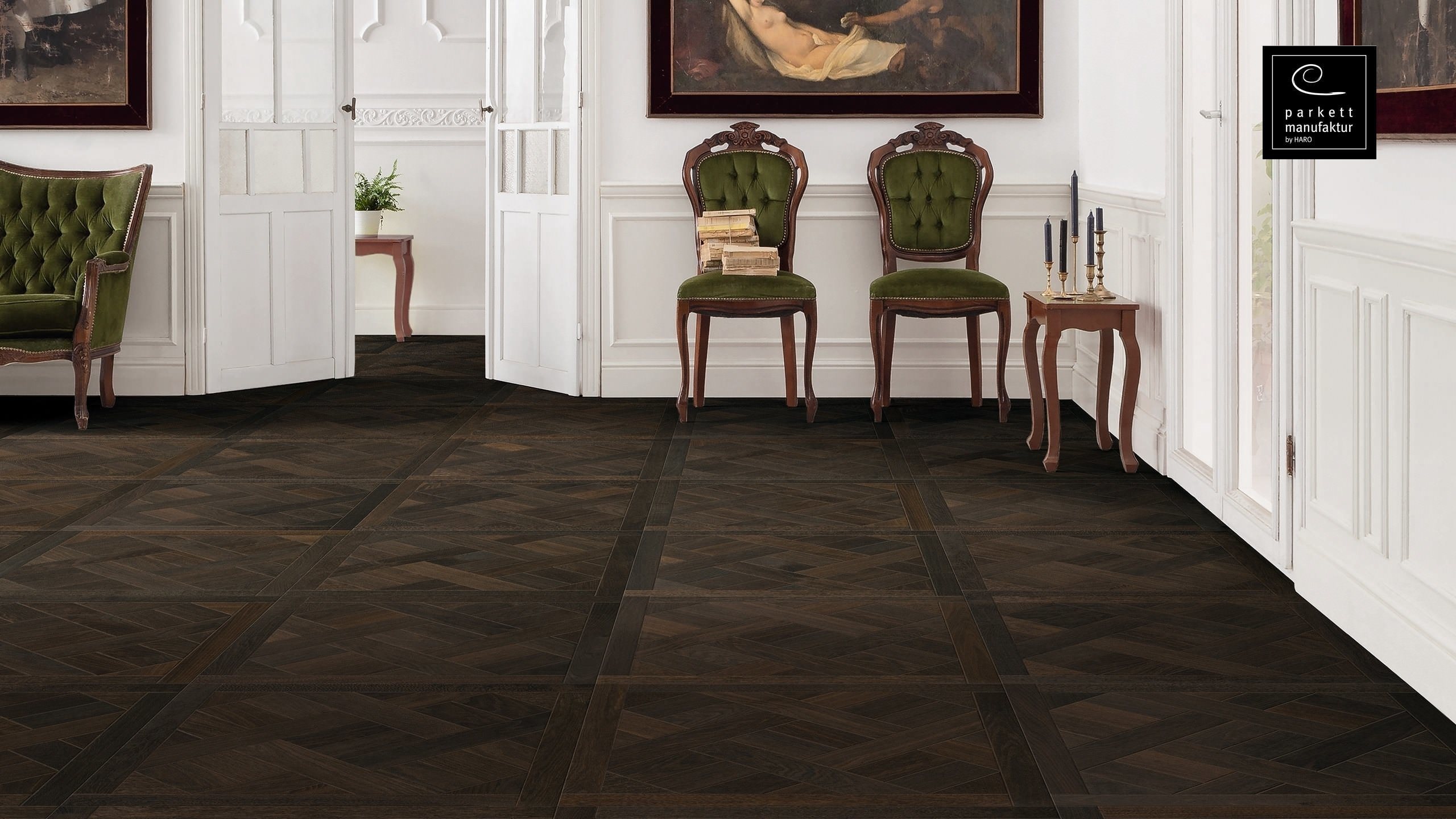 parkettmanufaktur by HARO 18 mm Quadretto Basket 4B Rovere testa di moro oleovera Maschio/femmina