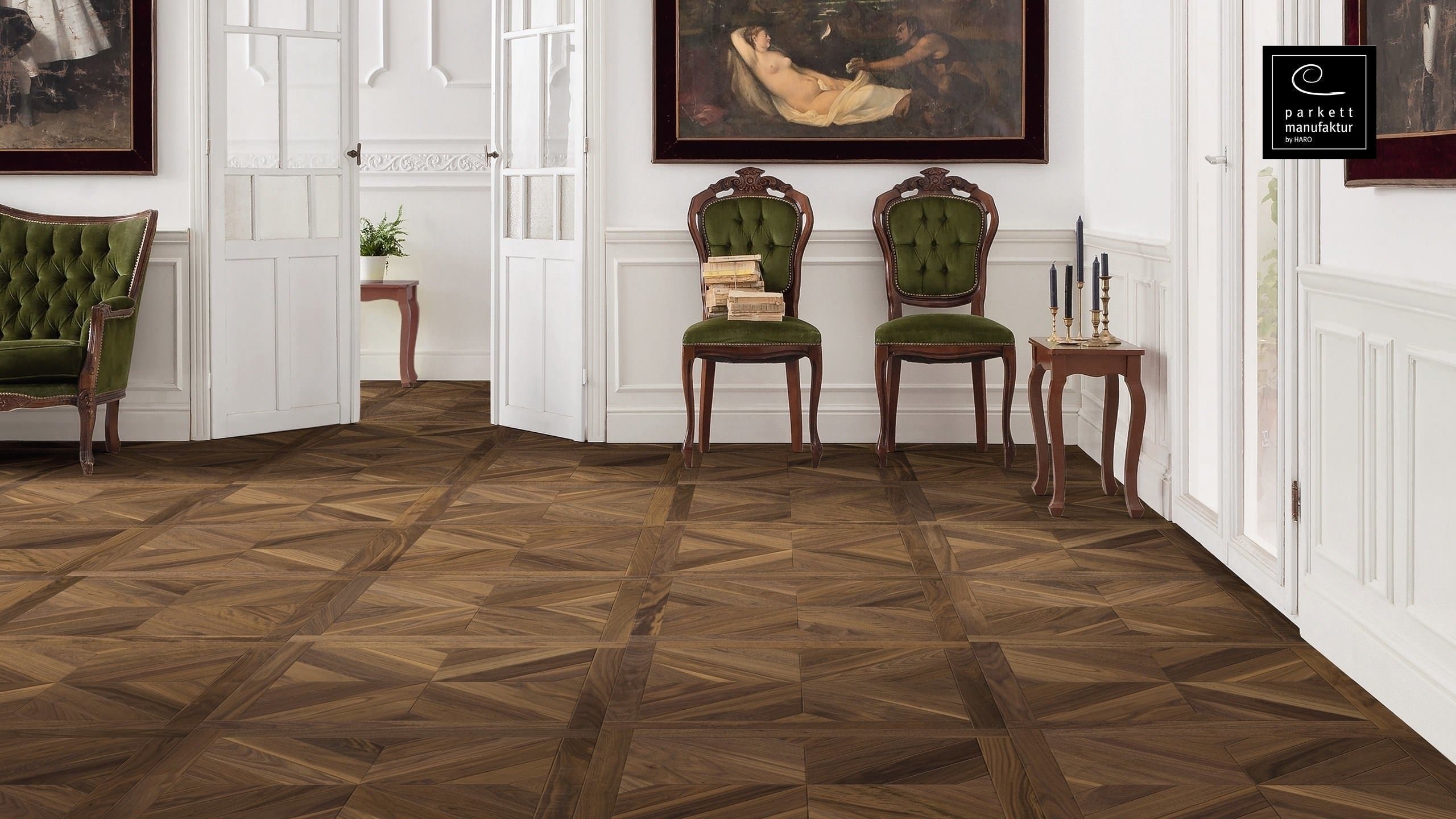 parkettmanufaktur by HARO 18 mm Quadretto Central 4B Noce americano oleovera Maschio/femmina