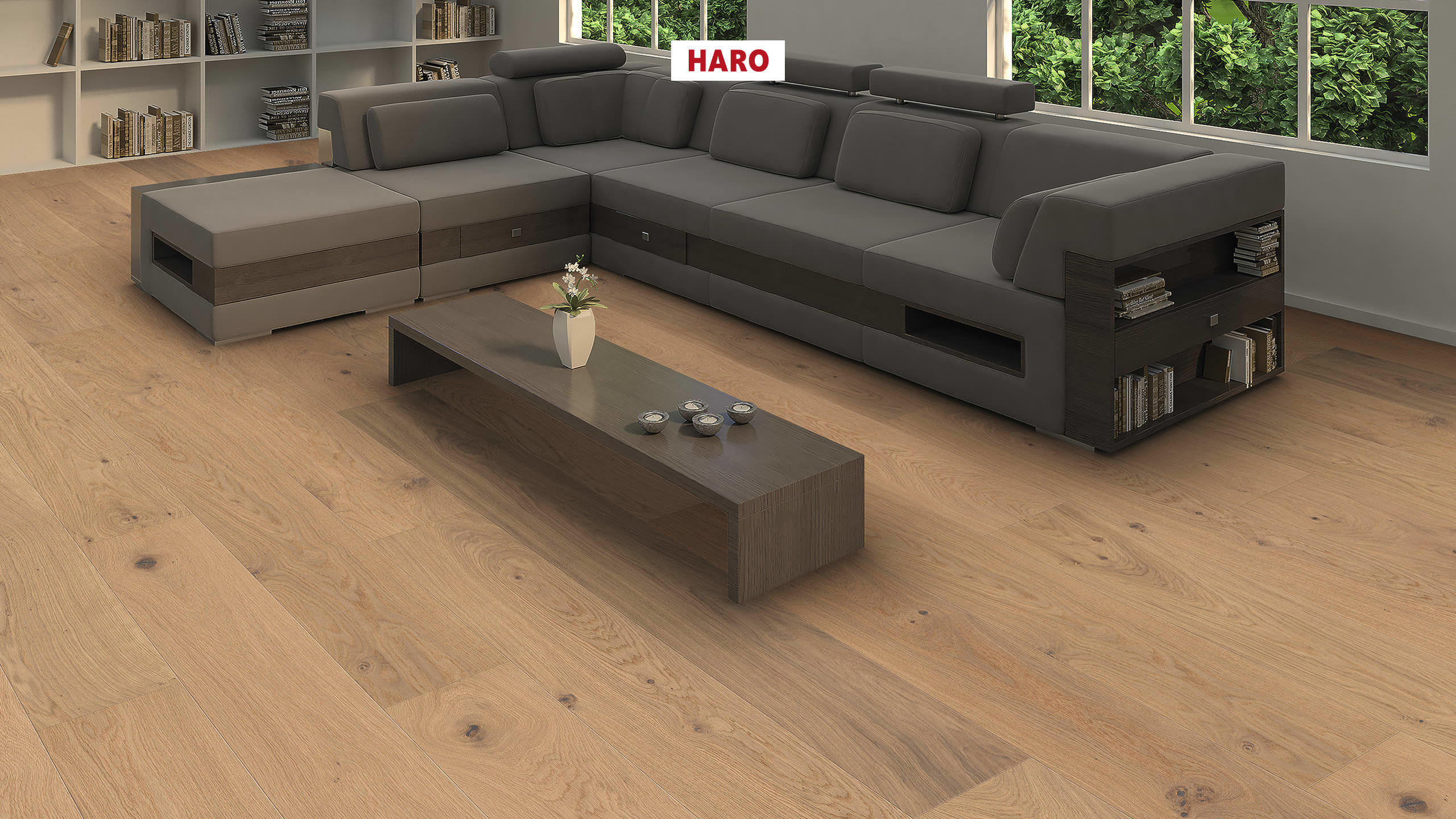 HARO PARQUET 4000 Plancia Plaza 240 4B Rovere bianco puro Sauvage spazzolato naturaLin plus Top Connect