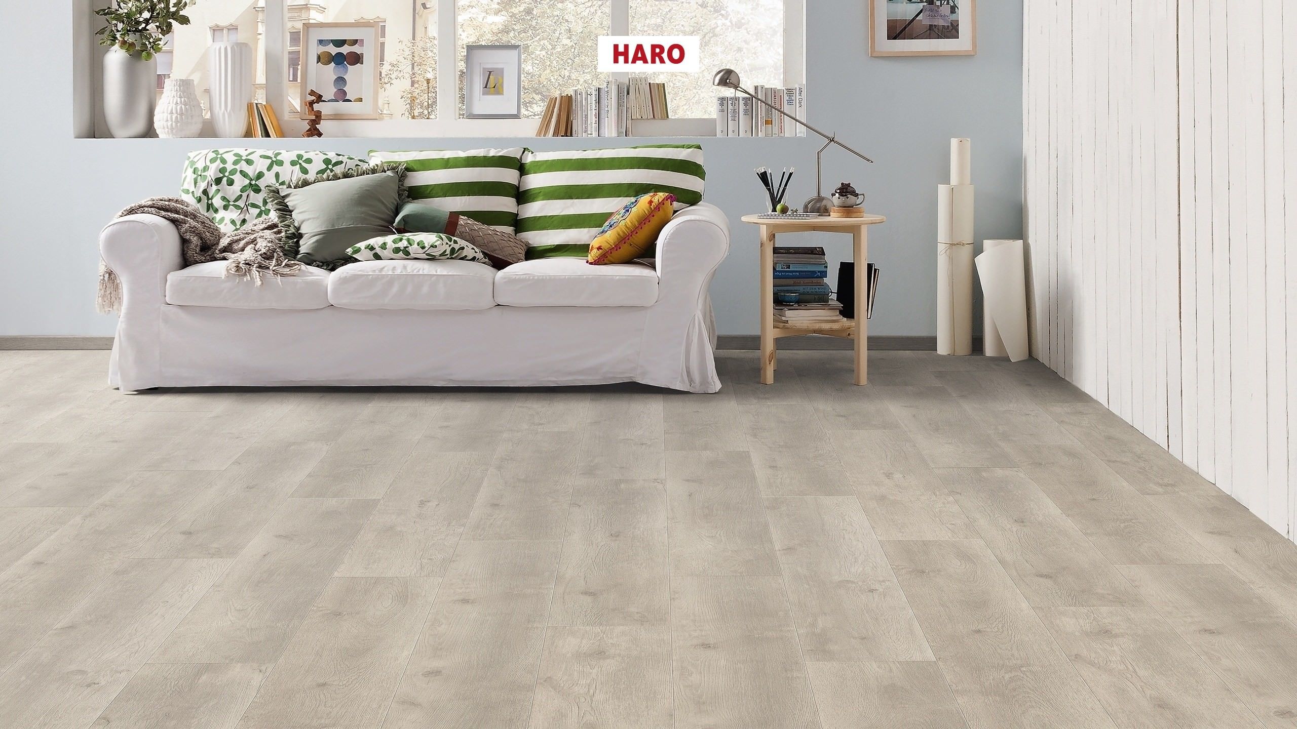 HARO Pavimento in laminato TRITTY 100 Campus 4B Rovere Bergamo grigio argento* authentic soft Silent CT Top Connect