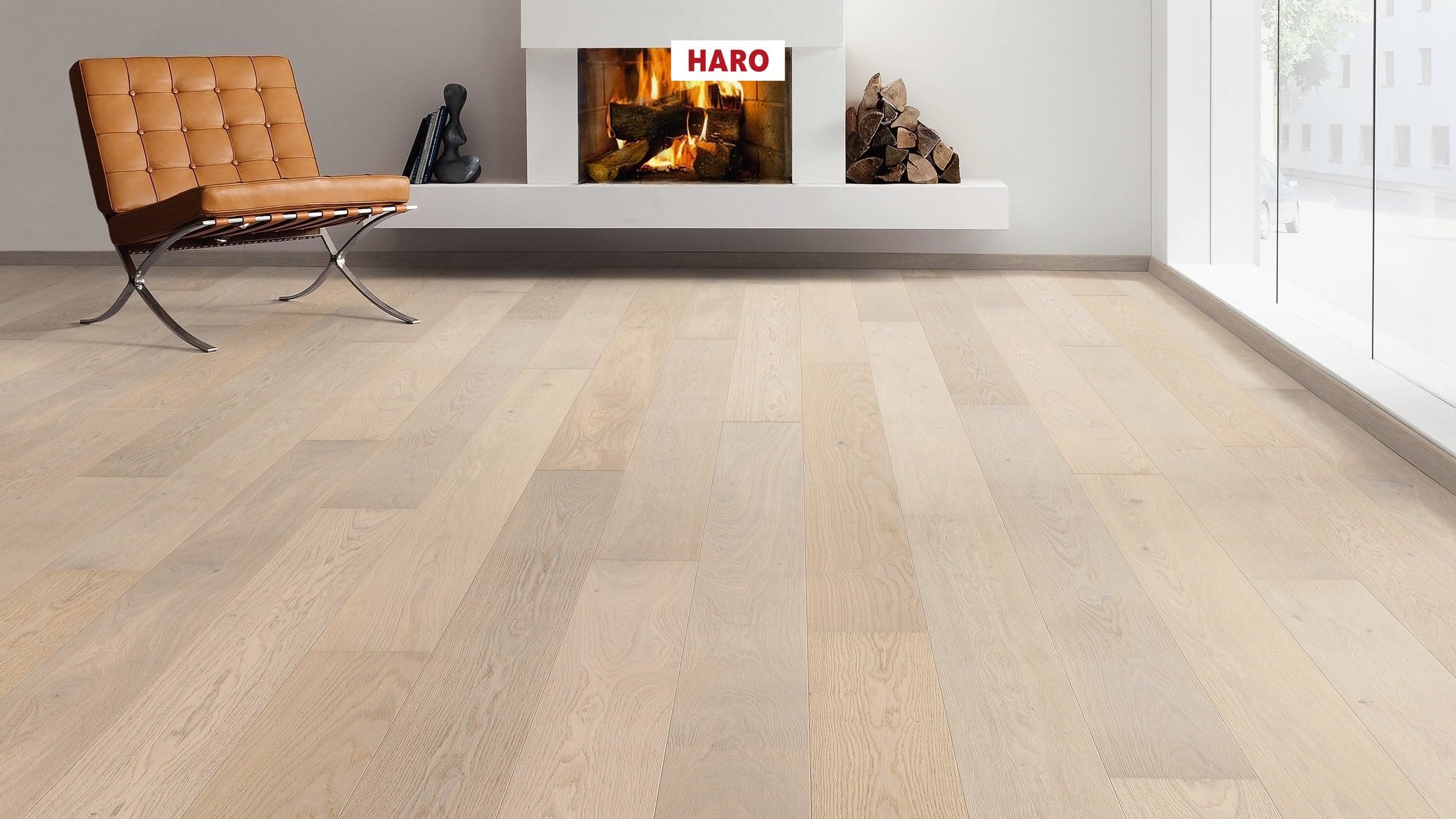 HARO PARQUET 4000 Plancia 180 4B Rovere bianco cristallo Markant spazzolato naturaLin plus Top Connect