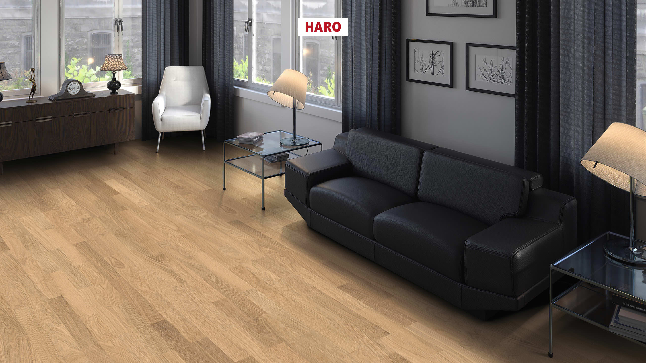 HARO PARQUET 4000 Listello Allegro Rovere bianco chiaro Trend spazzolato naturaDur Maschio/femmina