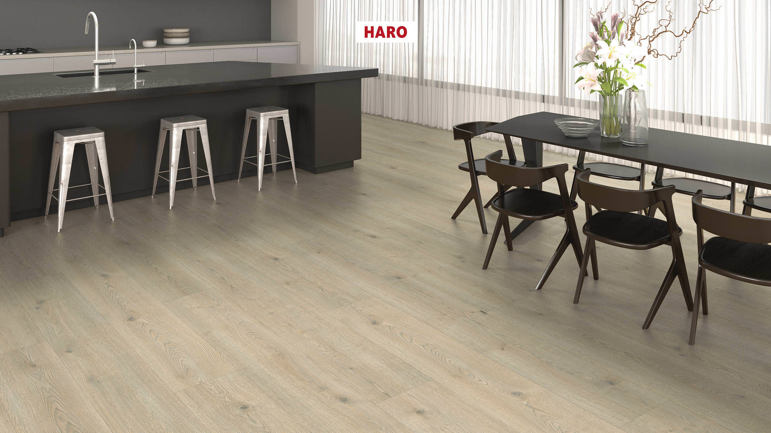 HARO Pavimento in laminato TRITTY 200 Aqua Gran Via 4B Rovere Contura grigio litico* authentic Silent Pro Top Connect