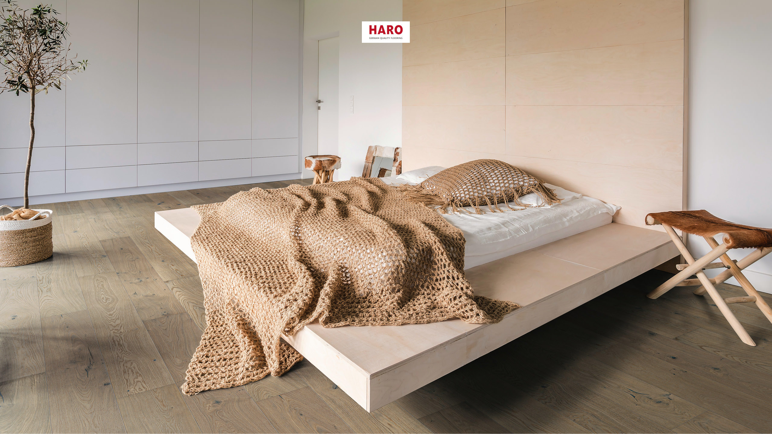 HARO PARQUET 4000 Plancia Plaza 240 4B Rovere bianco chiaro Sauvage spazzolato naturaLin plus Top Connect