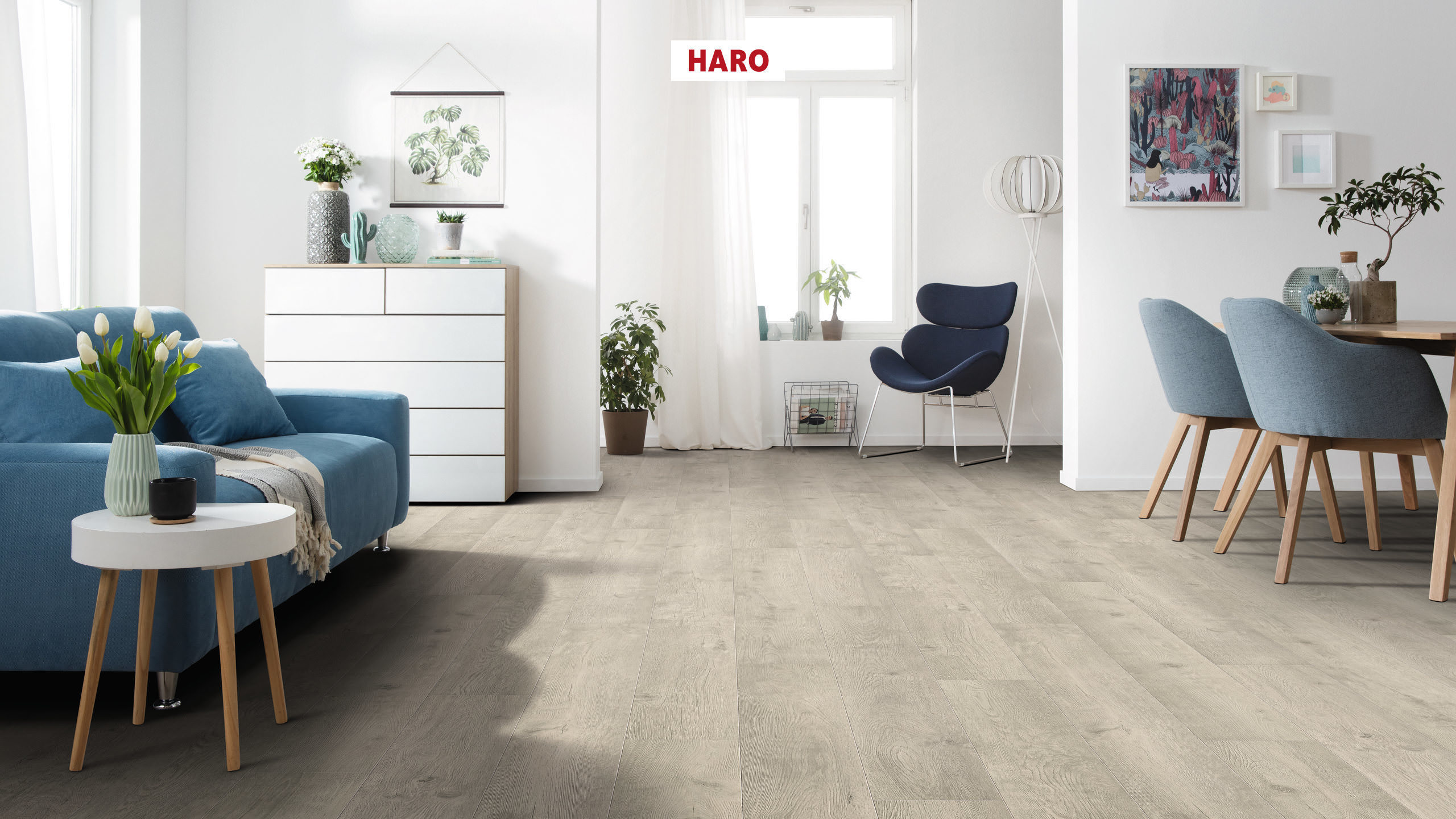 HARO Pavimento in laminato TRITTY 100 Plancia 4B Rovere Bergamo grigio argento* authentic soft Silent CT Top Connect
