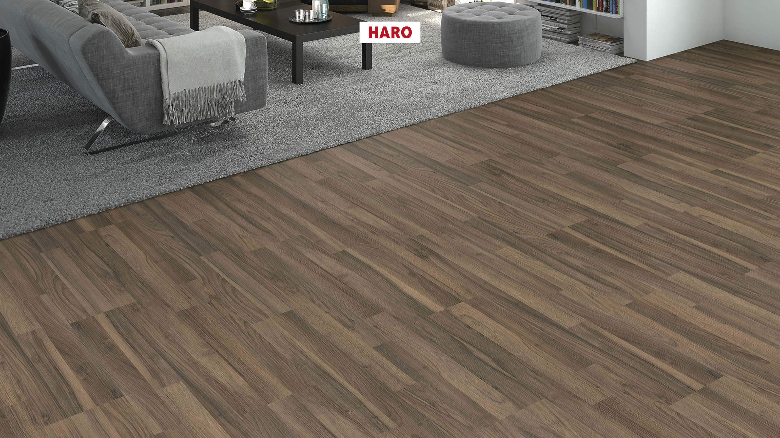 HARO Pavimento in laminato edizione speciale NKL31 3-strip Noce* spazzolato opaco Silent Pro Top Connect