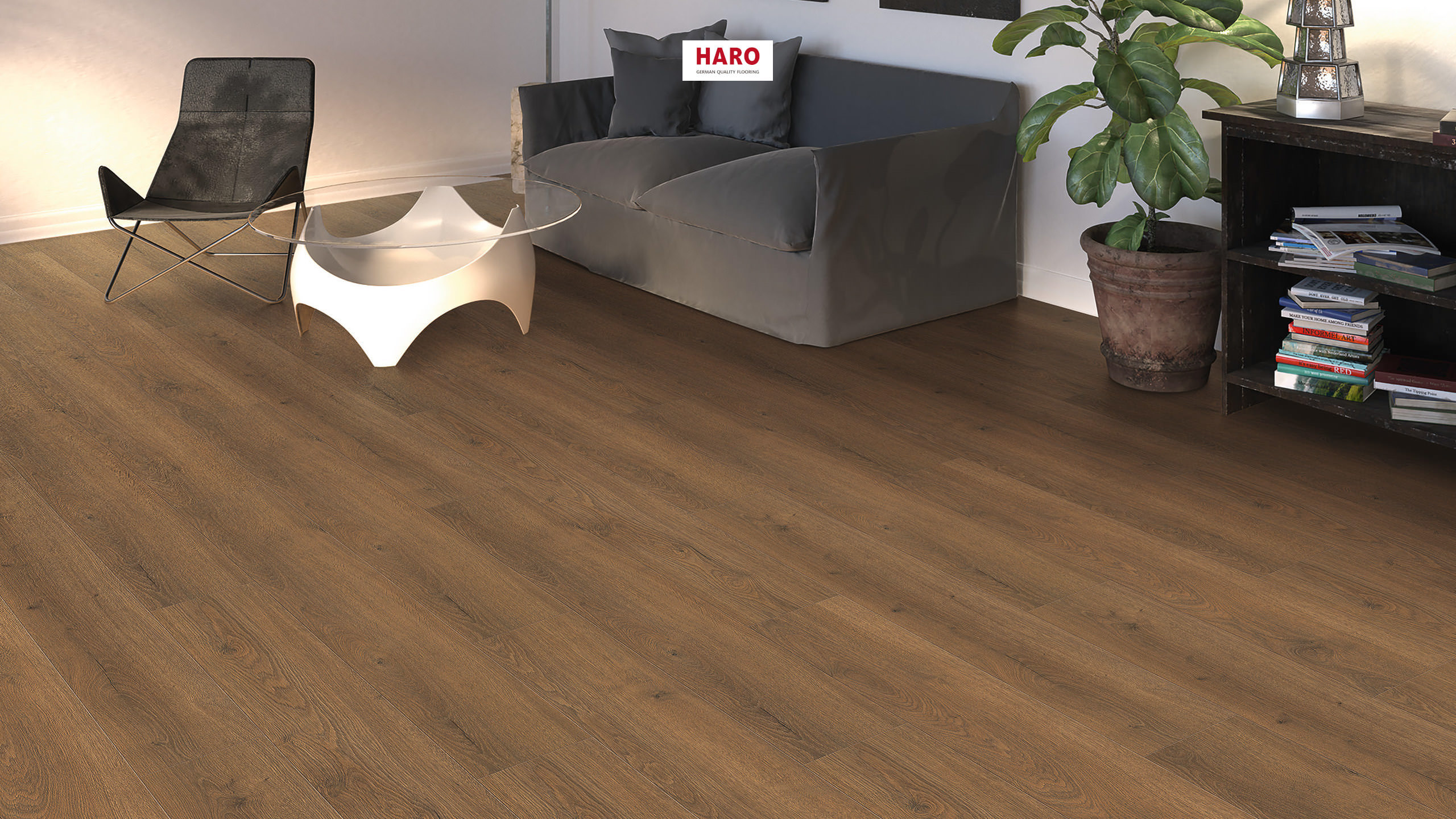 HARO Pavimento in laminato TRITTY 200 Aqua Plancia 4B Rovere Flavia affumicato* authentic Top Connect