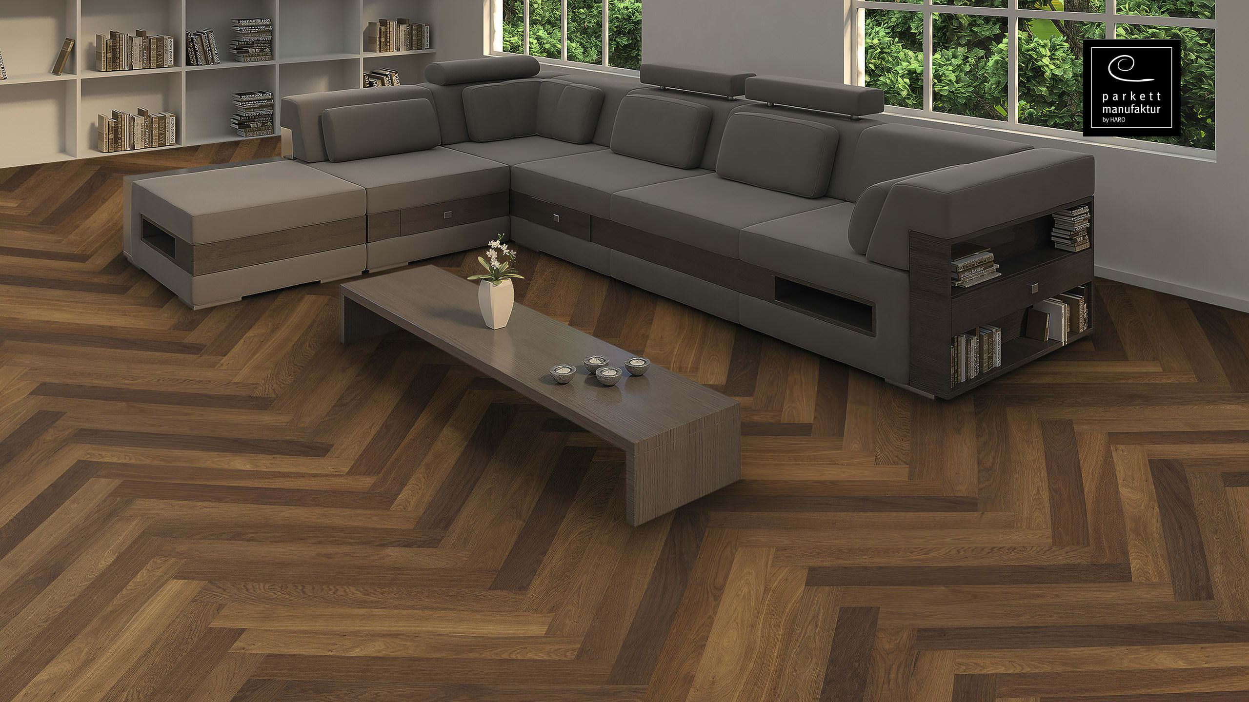 parkettmanufaktur by HARO 4000 Listone Prestige Rovere affumicato Selectiv spazzolato oleovera Maschio/femmina