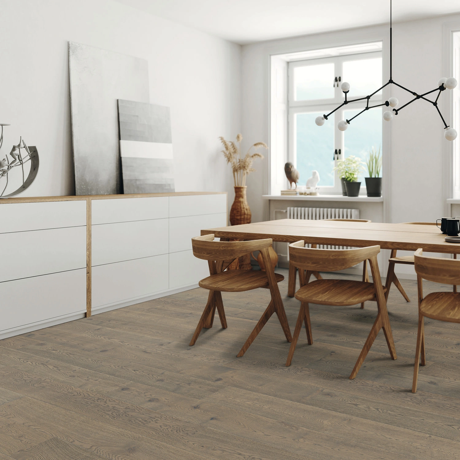 Produktbild 4 Landhausdiele 4V Eiche tabakgrau Universal retro strukturiert